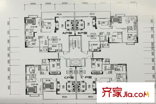 觀云一號樓戶型70.00平方米 2室2廳1衛(wèi)1廚