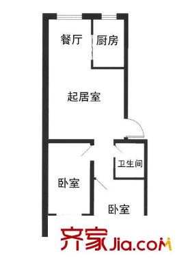 世紀家園戶型圖2室2廳 2室2廳1衛(wèi)1廚