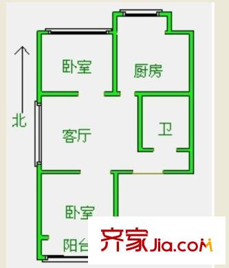 世紀家園戶型圖2室 2室1廳1衛(wèi)1廚