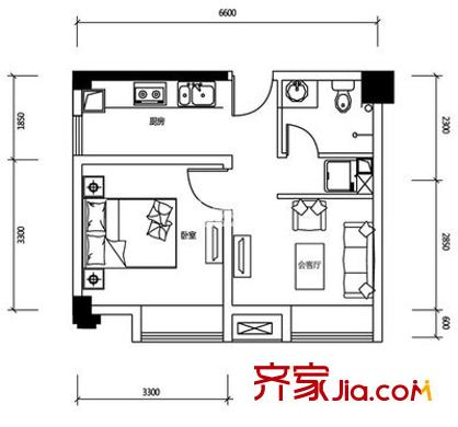 金港花園 1室 戶型圖