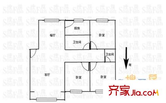 金港花園 3室 戶型圖