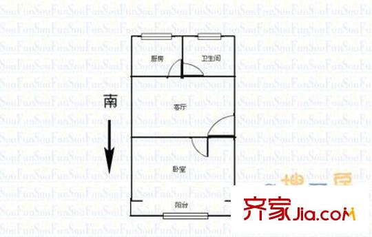 金港花園 1室 戶型圖
