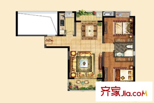 北大資源繽紛廣場二期C4-A戶型 2室2廳1衛(wèi)