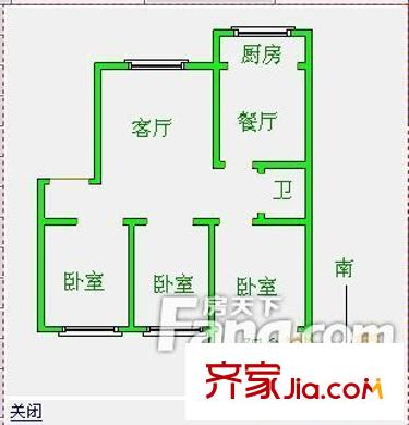 世紀(jì)家園戶型圖3 3室2廳1衛(wèi)1廚