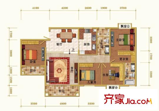 山水黔城戶型圖一組團S2戶型 4室2廳2衛(wèi)1廚
