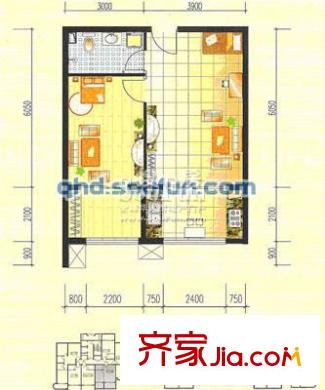 渤海明珠戶型圖戶型圖 1室2廳1衛(wèi)
