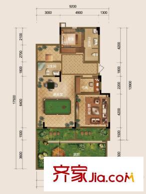 俊發(fā)城一期花園洋房E6戶型一層 3室2廳2衛(wèi)1廚
