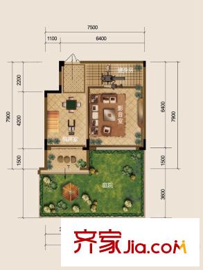 俊發(fā)城一期花園洋房T3戶型地下層 4室2廳2衛(wèi)1廚