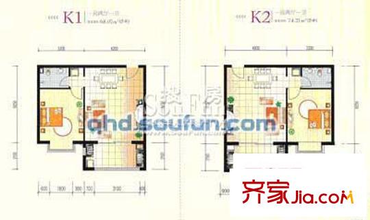 渤海明珠戶型圖戶型圖 1室2廳1衛(wèi)
