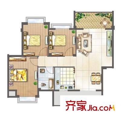 綠洲家園戶型圖3室2廳1廚1衛(wèi) 3室2廳1衛(wèi)1廚