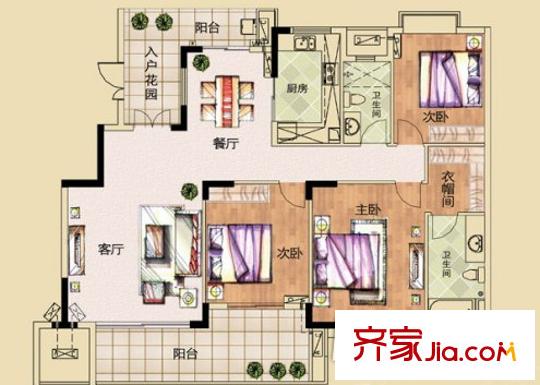 世紀園戶型圖三居 