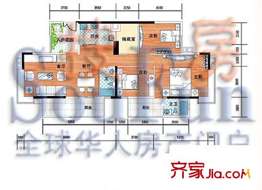皇劍廣場(chǎng)戶型圖4室2廳2衛(wèi)