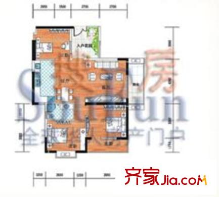 皇劍廣場戶型圖3室2廳1衛(wèi)