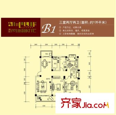 鴻達(dá)尚城時(shí)代戶型圖B1 