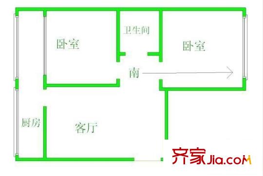 活塞環(huán)廠宿舍戶型圖戶型圖 2室1廳1衛(wèi)1廚