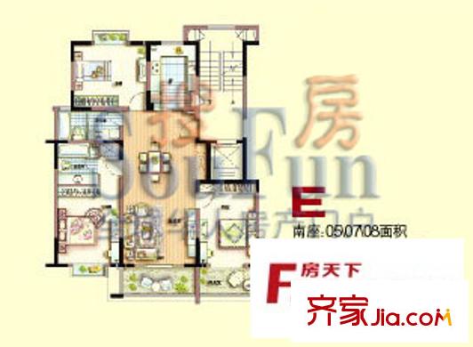光大花苑戶型圖戶型E 3室2廳1衛(wèi)