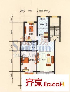 嘉和苑戶(hù)型圖E 2室2廳1衛(wèi)1廚