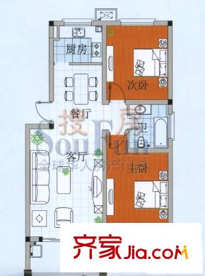 萊茵達(dá)都市楓林戶型圖A 2室2廳1衛(wèi)