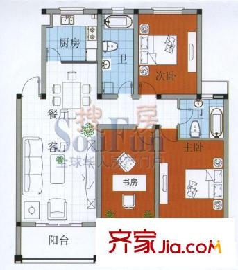 萊茵達(dá)都市楓林戶型圖N 3室2廳1衛(wèi)1廚