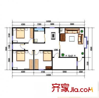 甘棠名府戶型圖三居室 