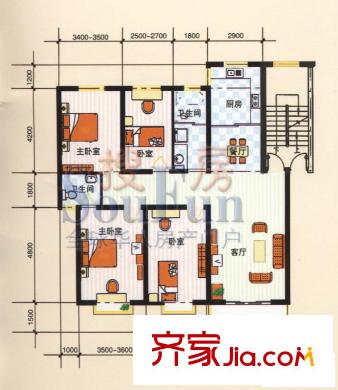 嘉和苑戶(hù)型圖G 4室2廳2衛(wèi)1廚