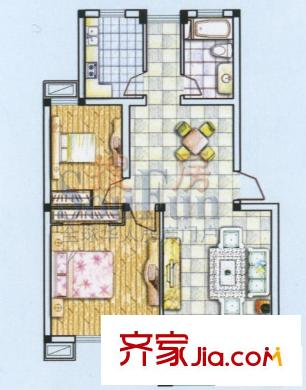 閩泰城市花園戶型圖B’ 2室1廳1衛(wèi)1廚