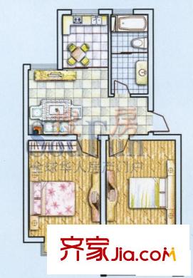 閩泰城市花園戶型圖E 2室1廳1衛(wèi)1廚