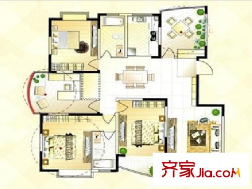 中遠歐洲城戶型圖E戶型 5室2廳2衛(wèi)1廚