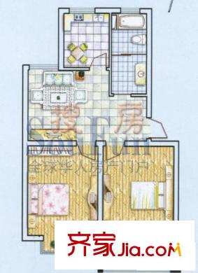 閩泰城市花園戶型圖D 2室1廳1衛(wèi)1廚