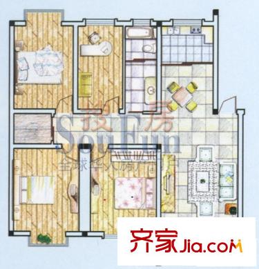 閩泰城市花園戶型圖A 4室1廳1衛(wèi)1廚