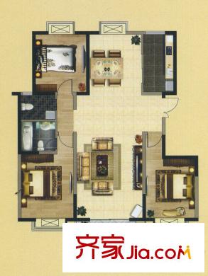 世紀(jì)康城J戶型 3室2廳2衛(wèi)1廚