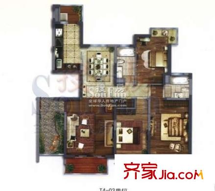 名門都匯戶型圖戶型圖 3室2廳2衛(wèi)1廚
