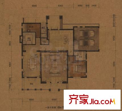 廣源.世紀(jì)花園戶型圖世紀(jì)豪園D戶型一層4室3廳5衛(wèi)1廚370.00平方米 