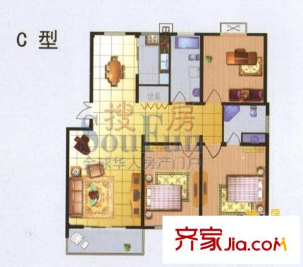 潤(rùn)源庭戶型圖C 3室2廳2衛(wèi)1廚