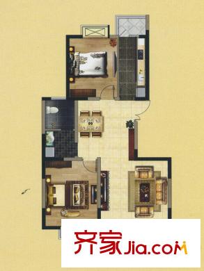 世紀(jì)康城H戶型 2室2廳1衛(wèi)1廚
