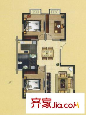 世紀(jì)康城L戶型 3室2廳1衛(wèi)1廚