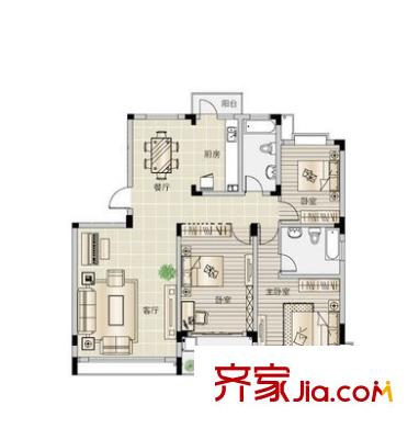 金菊花都 3室 戶型圖