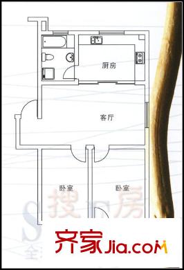 梅嶺佳園戶型圖2室2廳1衛(wèi)