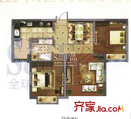 名門都匯戶型圖戶型圖 2室2廳1衛(wèi)1廚