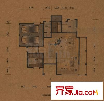 廣源.世紀(jì)花園戶型圖世紀(jì)豪園A戶型一層4室3廳3衛(wèi)1廚277.00平方米 
