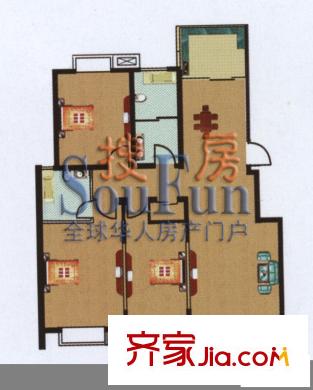 南浦花園戶型圖茉莉 3室2廳2衛(wèi)