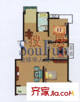 南浦花園戶型圖百合 3室2廳1衛(wèi)