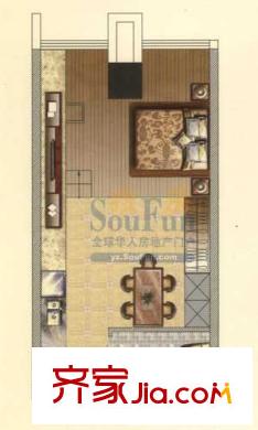 力寶頤景國(guó)際大酒店公寓K戶型 1室1廳1衛(wèi)