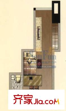 力寶頤景國際大酒店公寓C戶型 1室1廳1衛(wèi)
