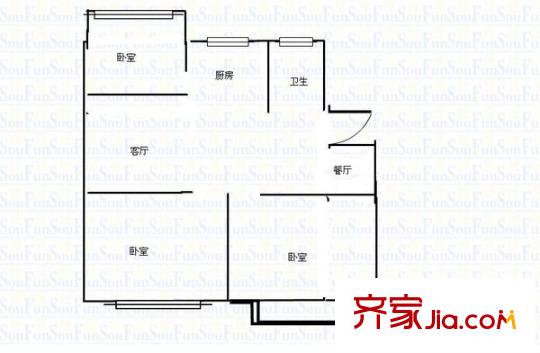 新莊一村 3室 戶型圖
