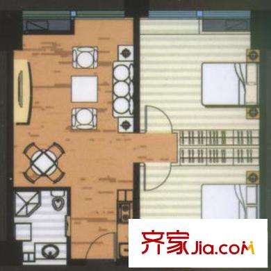 彩弘國際戶型圖二期b戶型 2室2廳1衛(wèi)1廚