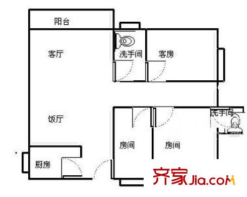 弘揚花園 3室 戶型圖