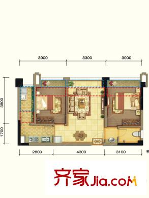 潤揚(yáng)廣場戶型圖2居 2室