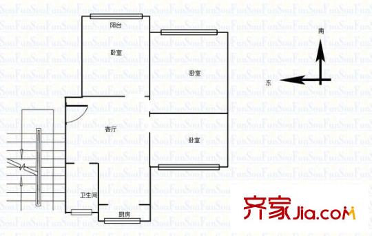 新莊一村 3室 戶型圖