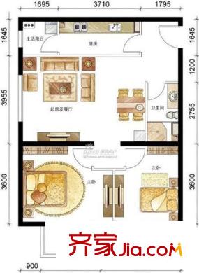 蜀崗怡庭戶型圖二居室 